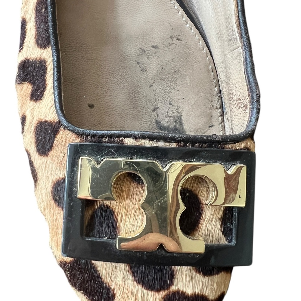 Tory Burch Leopard Print Gigi Coconut Pump size 7 animal print flats with logo - Picture 2 of 9